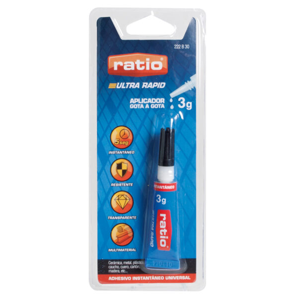Adhesivo instantáneo RATIO universal.