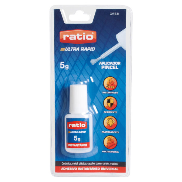 Adhesivo instantáneo RATIO universal.