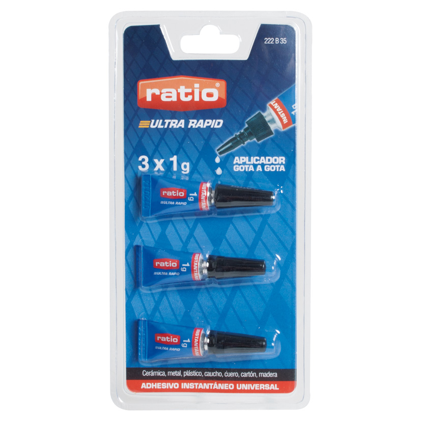 Adhesivo instantáneo RATIO universal.
