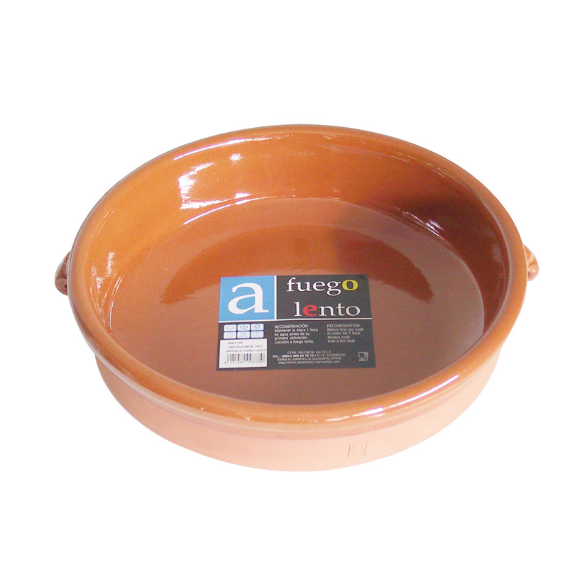 Cazuela de barro redonda.