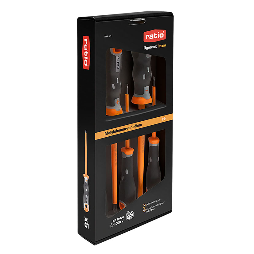 Juego 5 destornilladores aislados RATIO DynamicTecno