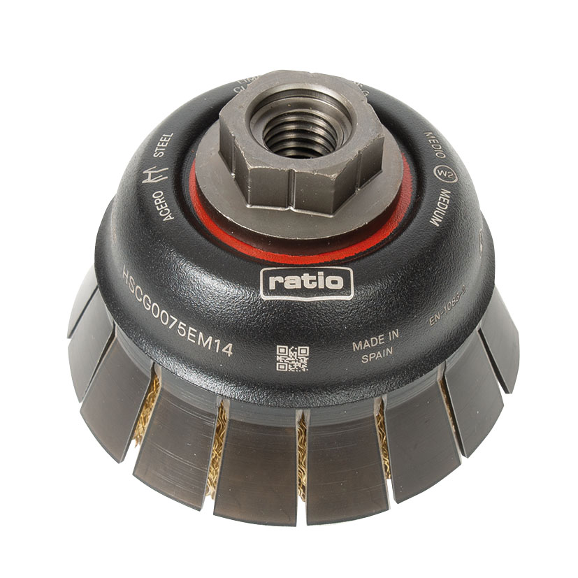 Cepillo taza c/ guarda alambre ondulado RATIO ProSeries