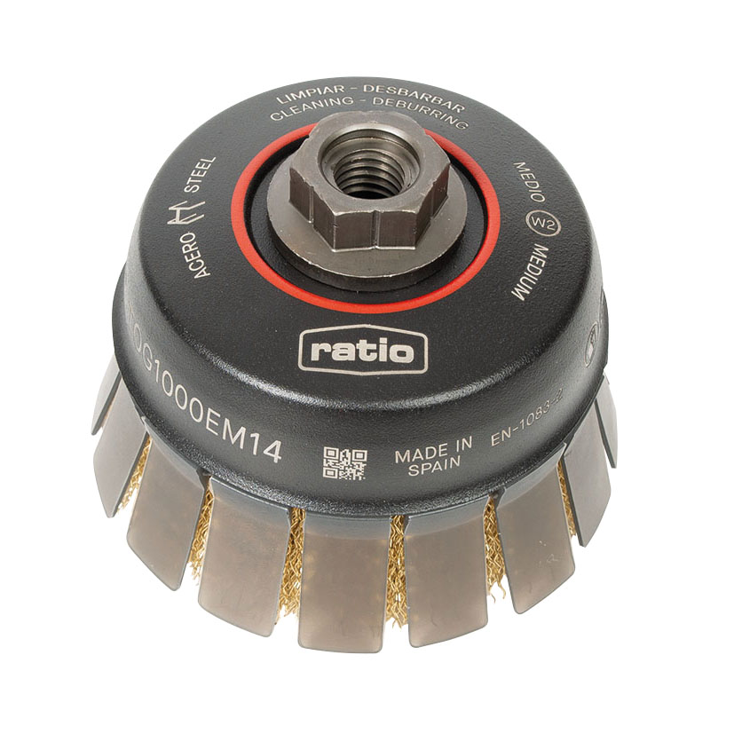 Cepillo taza c/ guarda alambre ondulado RATIO ProSeries