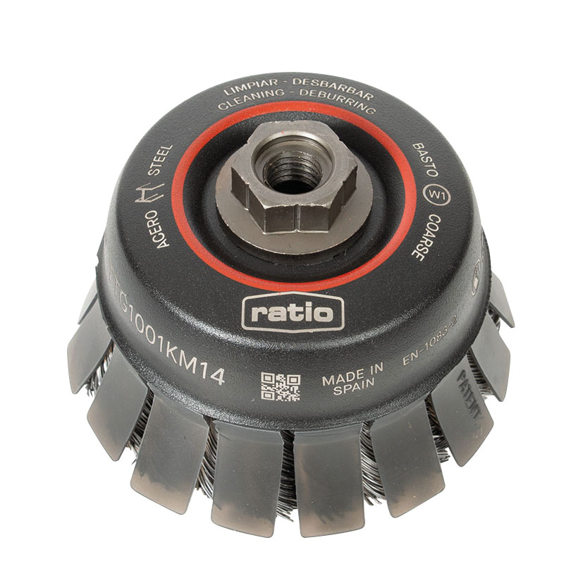 Cepillo taza c/ guarda alambre trenzado RATIO ProSeries