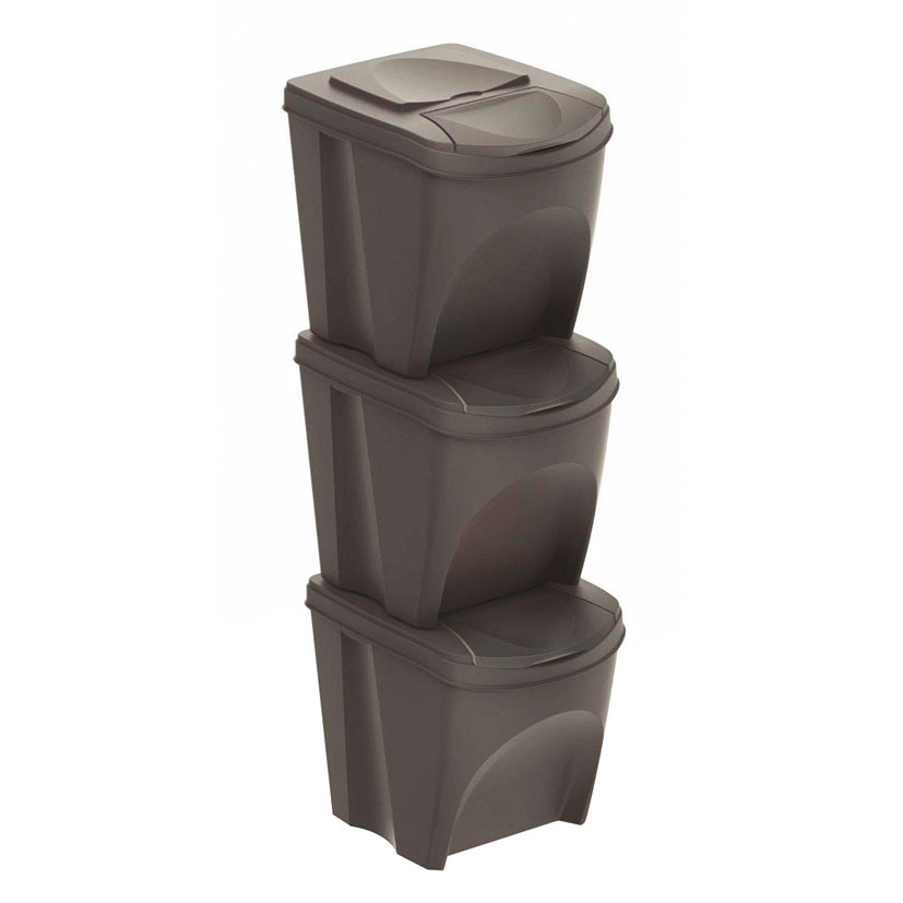 Set 3 cubos reciclaje apilables