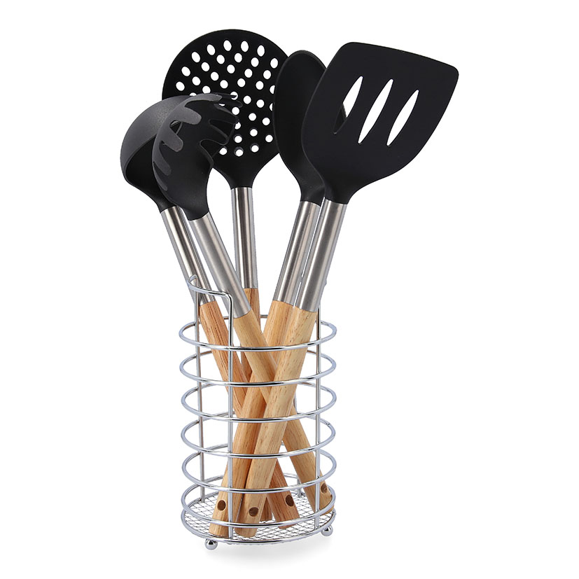 Juego 5 accesorios cocina ARC madera/inox