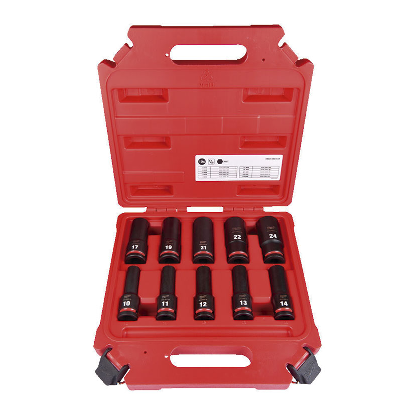 Estuche 10 vasos impacto largo MILWAUKEE