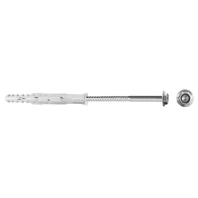 Con tornillo hexagonal con arandela.