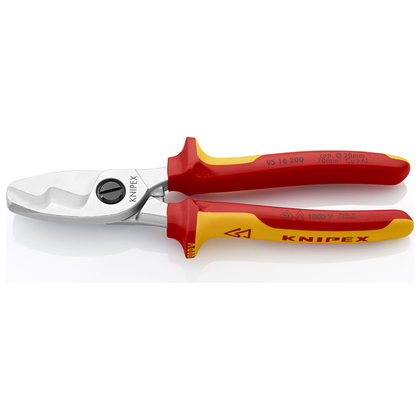 Tijera cortacables aislada filo corte doble KNIPEX 95 16