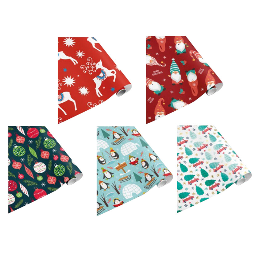 Caja 50 rollos papel regalo decorado
