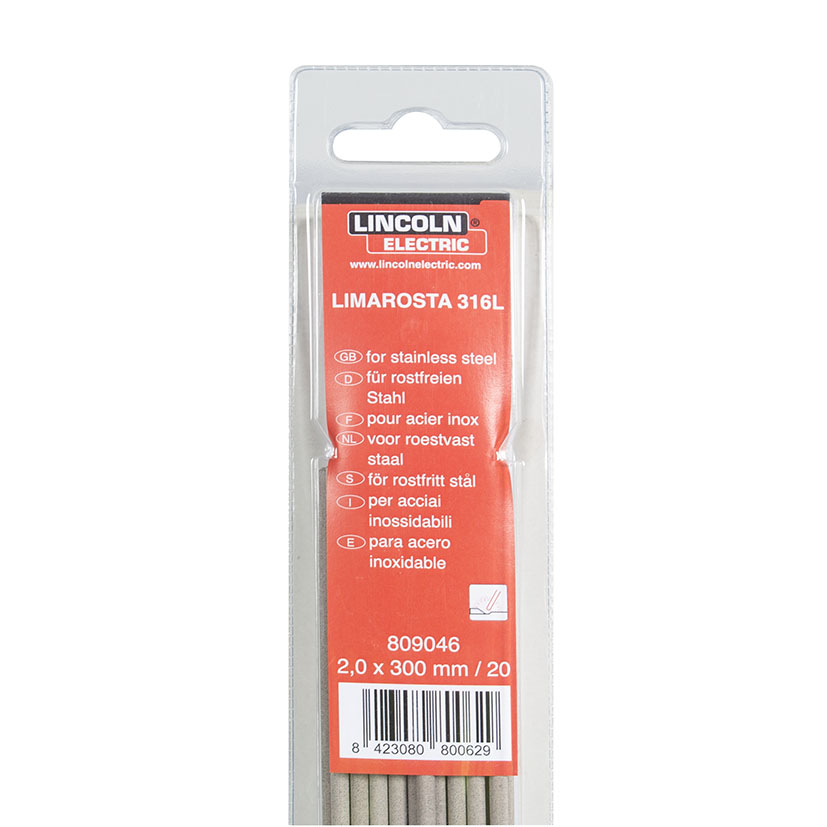 Electrodos soldadura blíster LINCOLN acero inox Limarosta 316 L